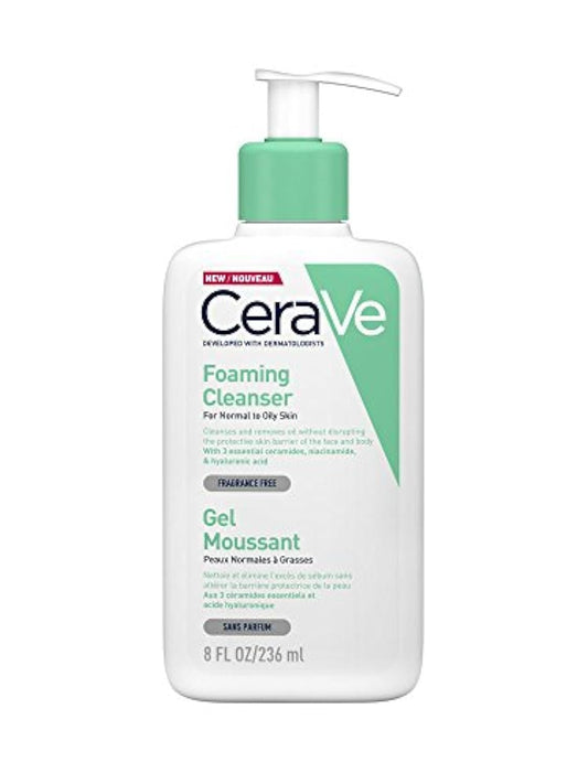 CeraVe Foaming Cleanser for Normal to Oily Skin with Niacinamide and 3 Essential Ceramides Fragrance Free 236ml