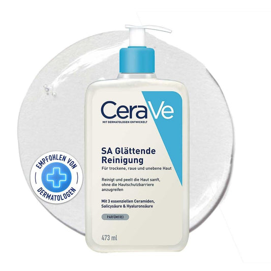 CeraVe SA Smoothing Cleanser 473ml Skincare with Salicylic Acid and Hyaluronic Acid for Dry and Blemish-Prone Skin