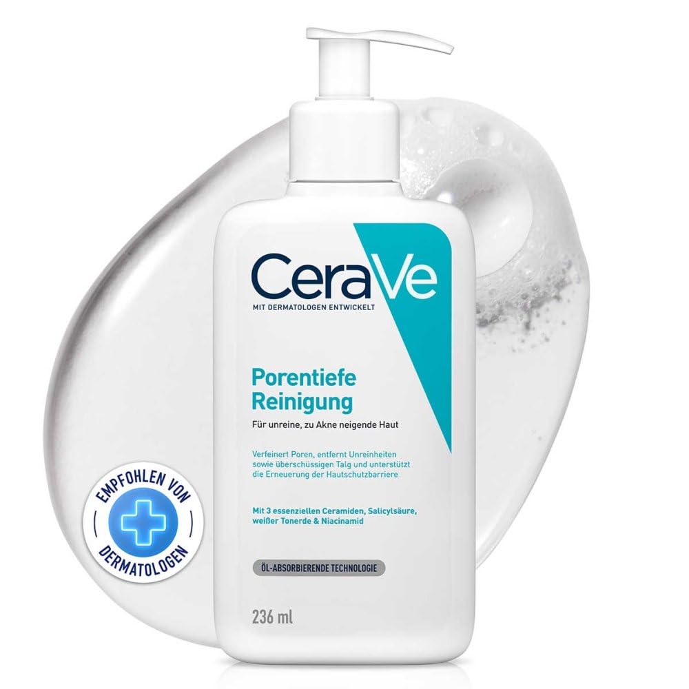 CeraVe Deep Cleansing Foaming Facial Cleanser for Acne-Prone Skin with Clay and Niacinamide 236ml